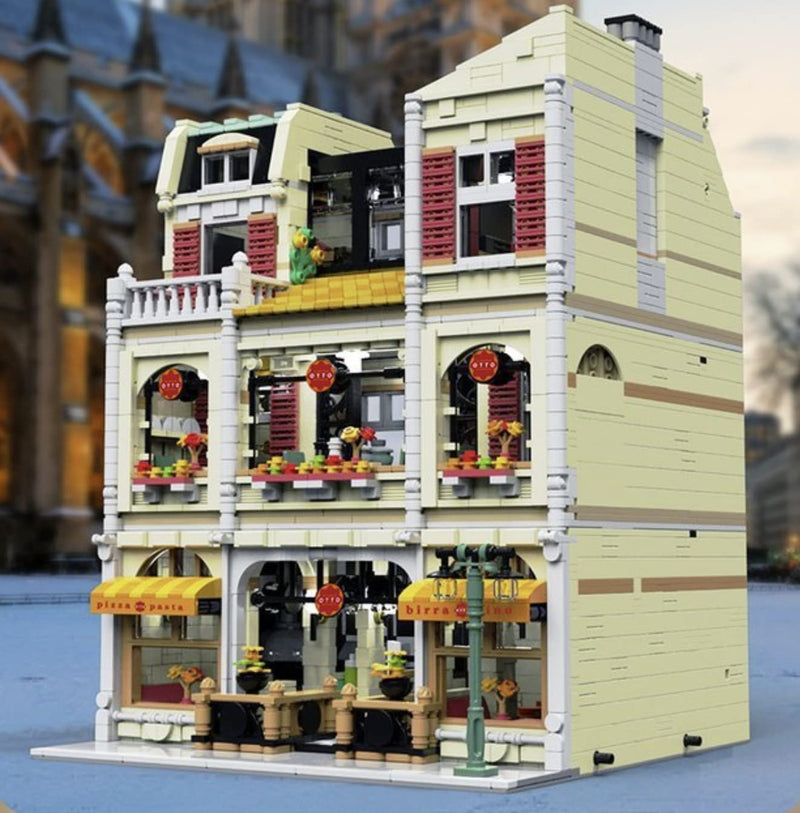 Street View Pizzeria Pizza Shop Modular House Building Blocks Toy Bricks Set | General Jim's Toys