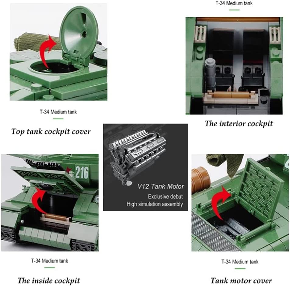 WWII T-34 Soviet Tank Building Block Set | General Jim’s Toys & Bricks | GJ-T34
