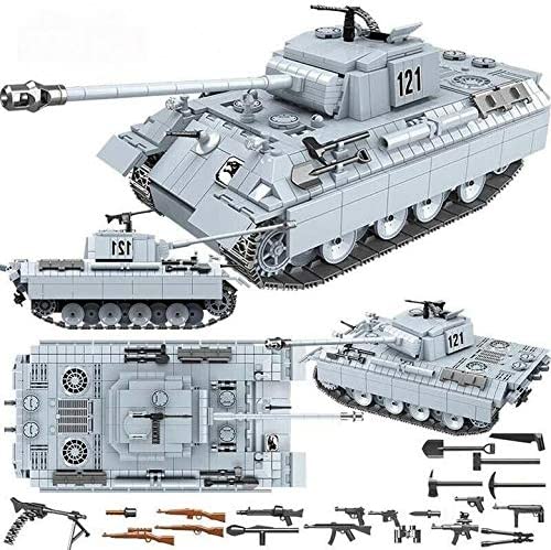 Completed 990-piece Panther 121 German Tank toy with openable compartments