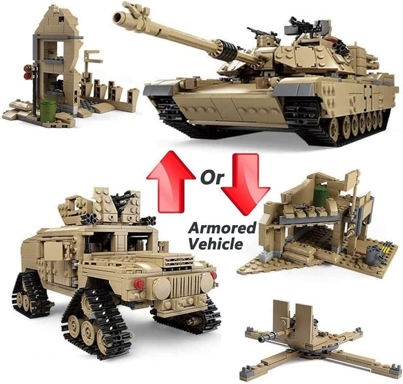 OPEN BOX US M1A2 Abrams Main Battle Tank and Hummer Building Blocks Toy Bricks Set | General Jim's Toys