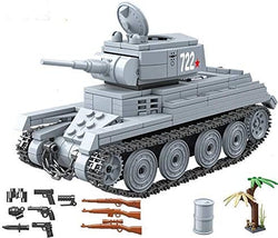 Completed BT-7 Tank from 462-piece Building Block Set with accessories