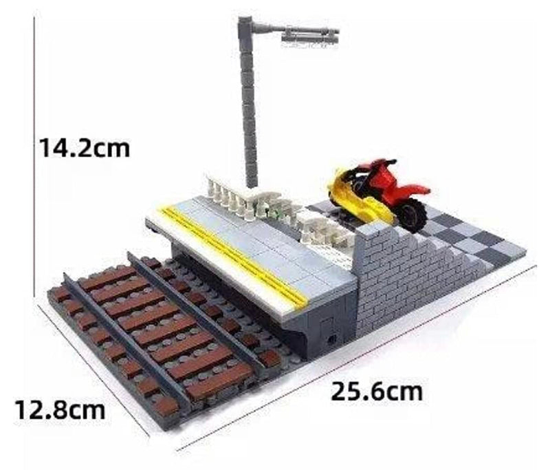 City Train Railway or Metro Elevated Platform Standing Area 10 Inch Long Modular Building Blocks Toy Set