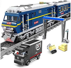 City Series Power Blue Diesel Cargo Train Building Blocks Toy Bricks Set | General Jim's Toys