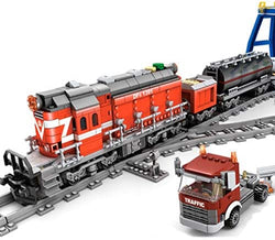 General Jim's Toys and Bricks Building Blocks City Series Power Red Diesel Cargo Train Building Blocks Set