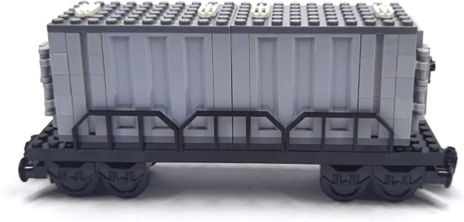 Railway Flatbed Freight Car with Removeable Freight Container Building Bricks Set | General Jim's Toys | GJ-TFC