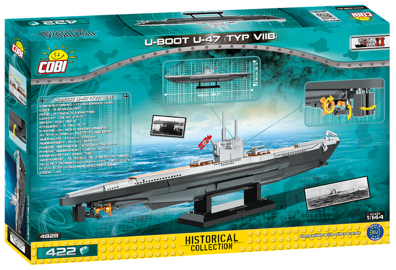 Cobi German U-47 Submarine Building Blocks Toy Bricks Set #4828