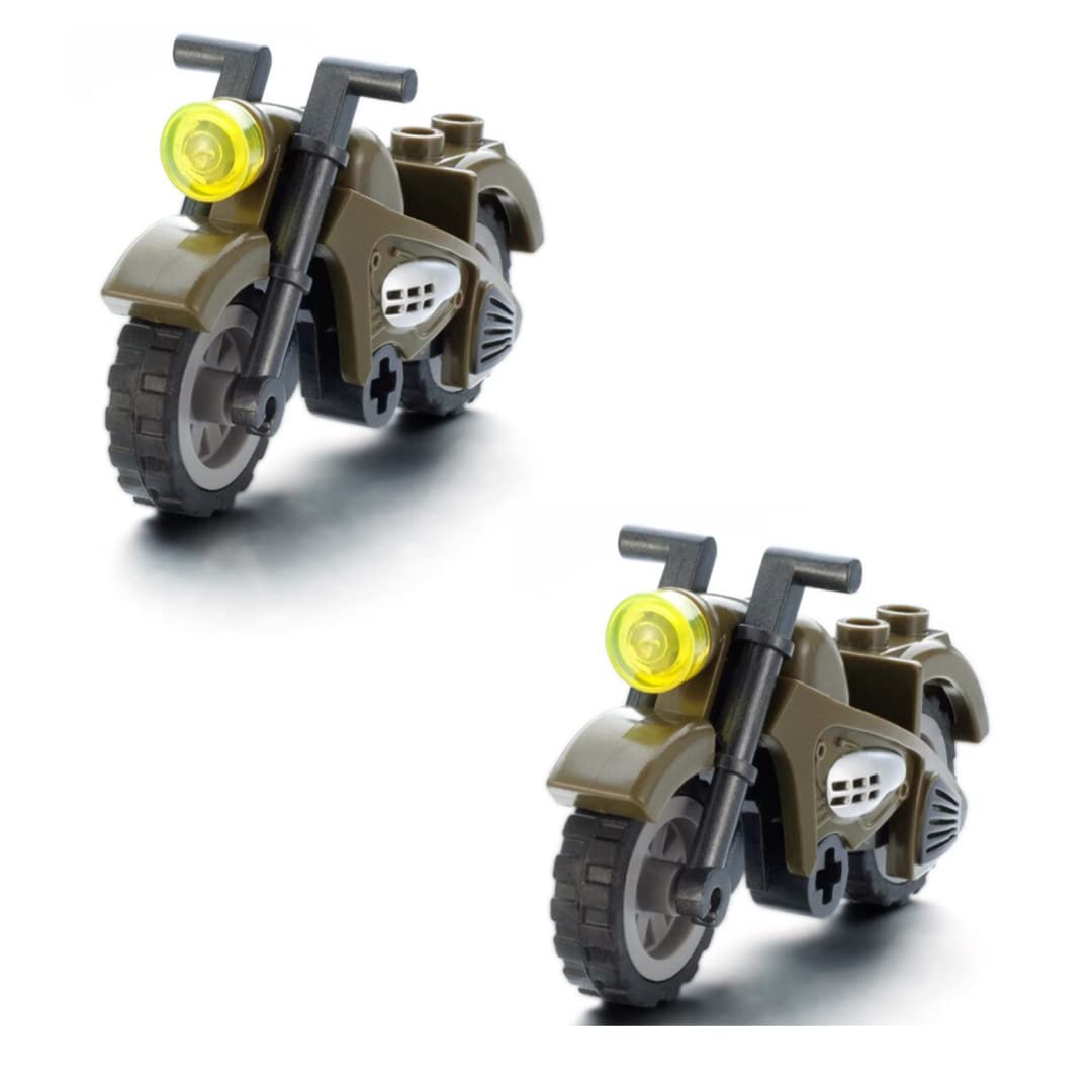 WWII Military Camo Green Motorcycle Building Blocks Set – Set of 2 | General Jim's Toys | GJ-2MMC
