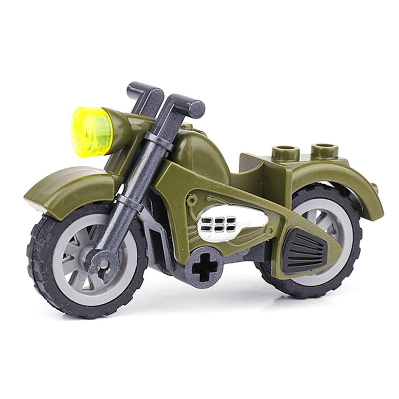 Set of 2 Army Camo Green Motorcycle Building Blocks Bricks Toy Set | General Jim's Toys