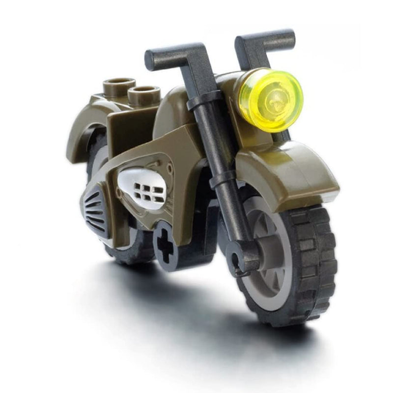 Set of 2 Army Camo Green Motorcycle Building Blocks Bricks Toy Set | General Jim's Toys