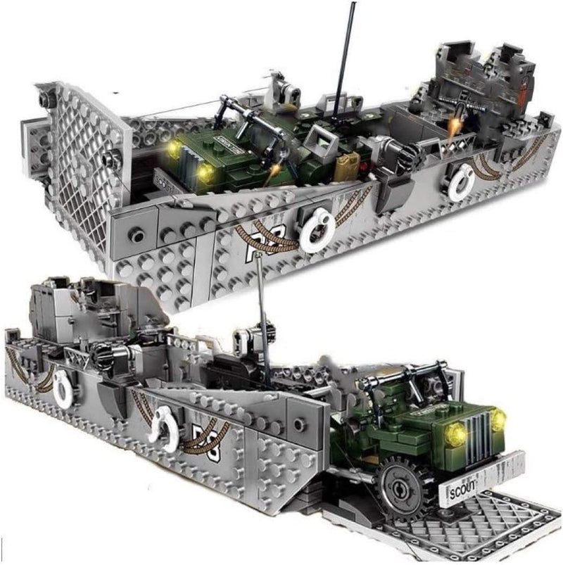 General Jim's Toys and Bricks Army Landing Craft + Jeep Vehicle Building Blocks Set