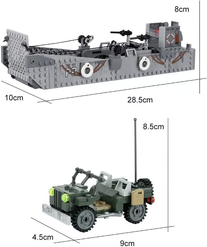 General Jim's Toys and Bricks Army Landing Craft + Jeep Vehicle Building Blocks Set