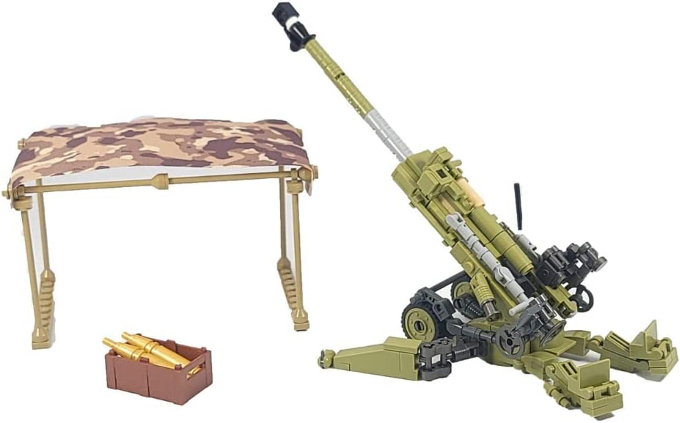 Alternate View of 155mm Howitzer Army Green Artillery Brick Model